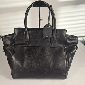 Reed Black Synthetic Leather Atlantique Large Tote Bag